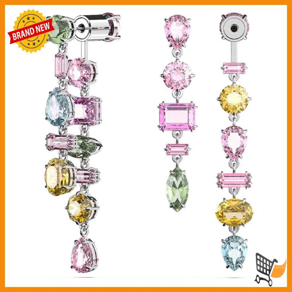 Crystal Drop Earrings With Rhodium Setting, 2.28 Inch